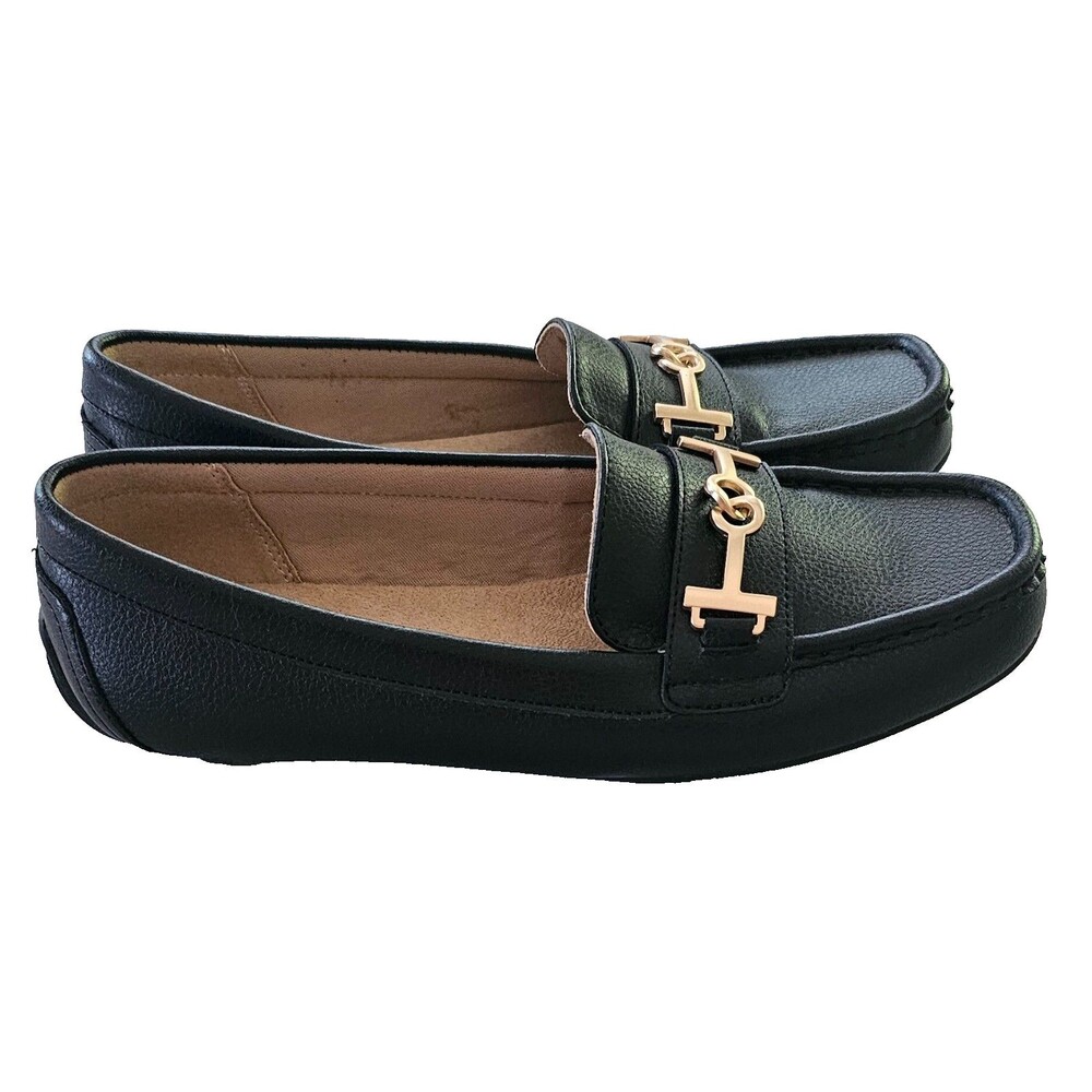Kim Rogers Cheryl Loafers Women’s 6.5 Black NWOT Comfort Slip On Gold Bit Shoe - Picture 3 of 9